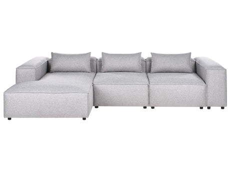 Modular Right Hand Sofa Grey Fabric Sectional Corner Couch Modern Minimalistic Living Room Beliani