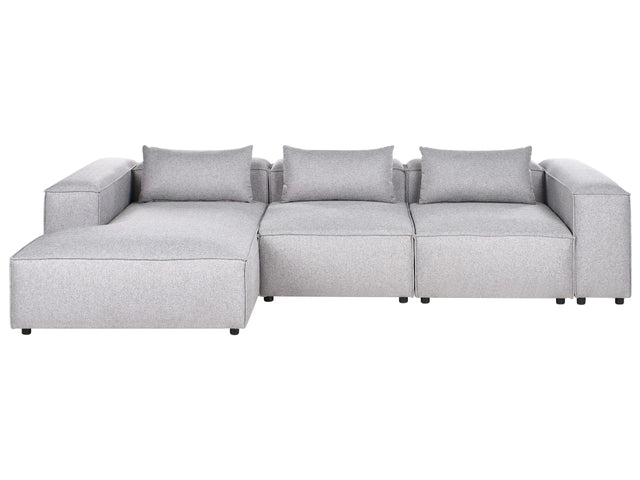 Modular Right Hand Sofa Grey Fabric Sectional Corner Couch Modern Minimalistic Living Room Beliani