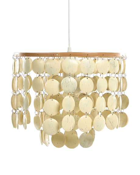 Chandelier Light Beige Coco Shells Pendant Lamp Boho Style Beliani