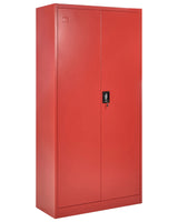 Home Office Storage Cabinet Red Steel 2 Doors 5 Shelves Industrial Design Beliani