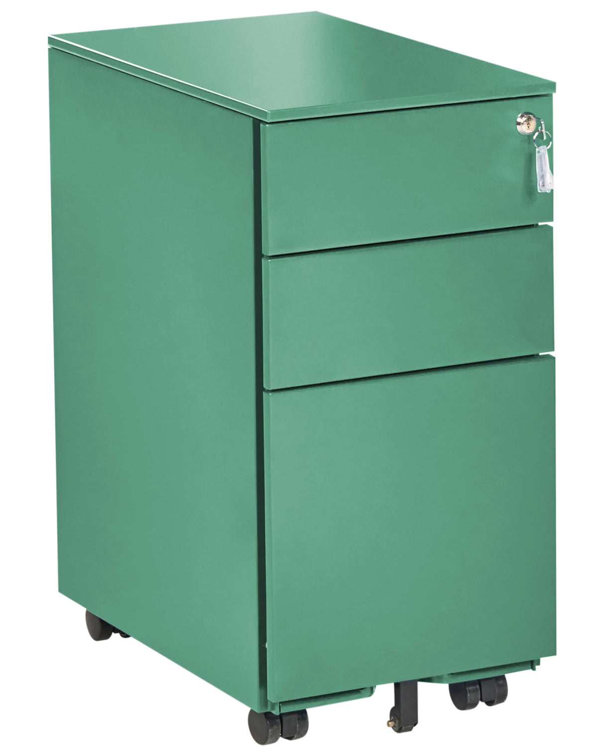 Storage Cabinet Green Metal with 3 Drawers Key Lock Castors Industrial Modern Home Office Garage Beliani