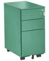 Storage Cabinet Green Metal with 3 Drawers Key Lock Castors Industrial Modern Home Office Garage Beliani