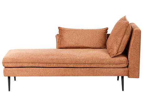 Right Hand Chaise Lounge Orange Fabric with Scatter Cushions Water Repellent Daybed Minimalistic Style Beliani