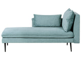 Right Hand Chaise Lounge Light Blue Fabric with Scatter Cushions Water Repellent Daybed Minimalistic Style Beliani