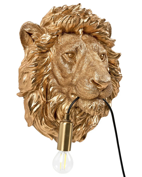 Wall Lamp Gold Polyresin Bedside Light Reading Lamp Animal-Themed Living Room Bedroom Glam Style Beliani