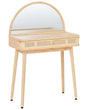 Dressing Table Light Brown Bamboo Wood 1 Drawer Mirror Living Room Furniture Boho Design Beliani