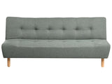 Sofa Bed Green Fabric Upholstery Light Wood Legs 3 Seater Scandinavian Style Beliani