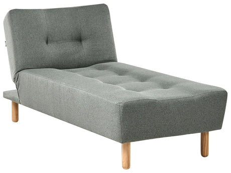 Chaise Lounge Green Fabric Upholstery Light Wood Legs Scandinavian Style Beliani