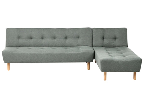 Corner Sofa Green Fabric Upholstery Light Wood Legs Left Hand Chaise Longue 4 Seater Beliani
