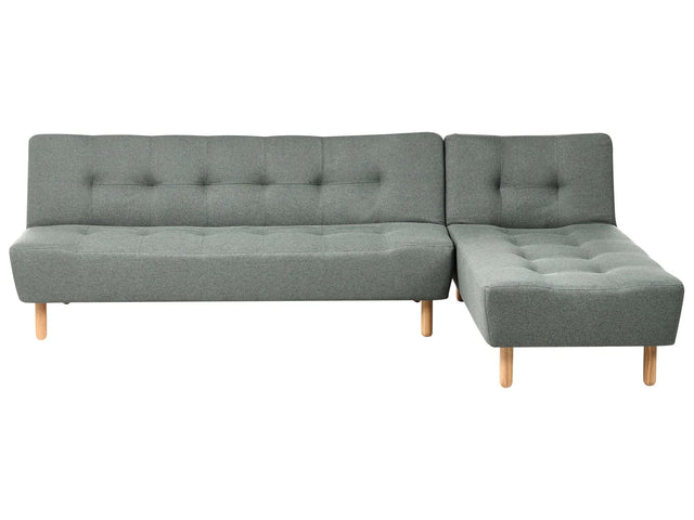 Corner Sofa Green Fabric Upholstery Light Wood Legs Left Hand Chaise Longue 4 Seater Beliani