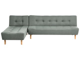 Corner Sofa Green Fabric Upholstery Light Wood Legs Right Hand Chaise Longue 4 Seater Beliani