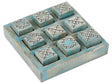 Tic-Tac-Toe Game Blue Board Decorative Mango Wood Accessory Living Room Beliani
