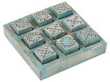 Tic-Tac-Toe Game Blue Board Decorative Mango Wood Accessory Living Room Beliani