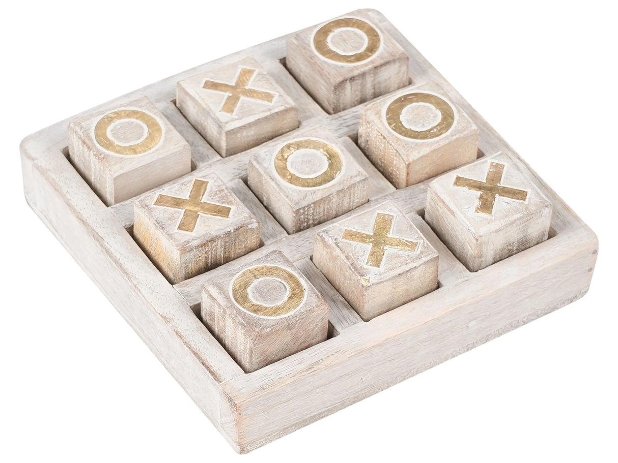 Tic-Tac-Toe Game Beige Board Decorative Mango Wood Accessory Living Room Beliani