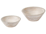 Set of 2 Fruit Bowls Light Brown Mango Wood Iron Handmade Painted Kitchen Dining Room Beliani