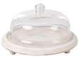 Cake Stand With Lid Light Brown Mango Wood Glass Decorative Serving Tray Cake Dome Pastry Holder Beliani