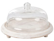 Cake Stand With Lid Light Brown Mango Wood Glass Decorative Serving Tray Cake Dome Pastry Holder Beliani