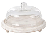 Cake Stand With Lid Light Brown Mango Wood Glass Decorative Serving Tray Cake Dome Pastry Holder Beliani