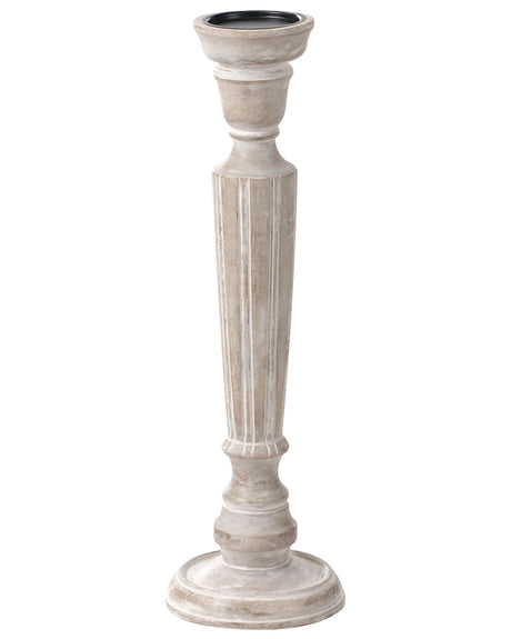 Candlestick Light Brown Mango Wood Candleholder Decorative Beliani