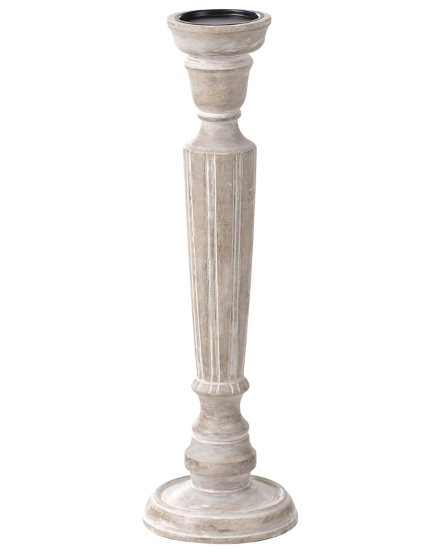 Candlestick Light Brown Mango Wood Candleholder Decorative Beliani