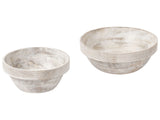 Set of 2 Fruit Bowls Light Brown Mango Wood Handmade Painted Kitchen Dining Room Beliani