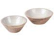 Set of 2 Fruit Bowls Brown and White Mango Wood Handmade Painted Kitchen Dining Room Beliani