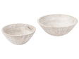Set of 2 Fruit Bowls Light Brown Mango Wood Handmade Painted Kitchen Dining Room Beliani