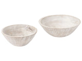 Set of 2 Fruit Bowls Light Brown Mango Wood Handmade Painted Kitchen Dining Room Beliani