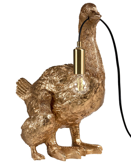 Table Lamp Gold Polyresin Animal-Themed Bedside Light Reading Lamp Duck Shape Living Room Bedroom Glam Style Beliani