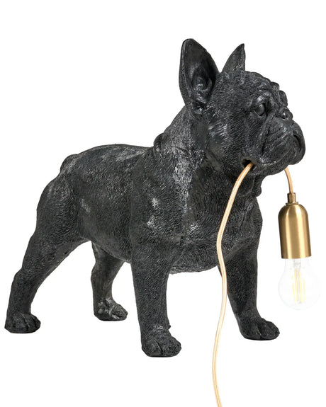 Table Lamp Black Polyresin Animal-Themed Bedside Light Reading Lamp Dog Shape Living Room Bedroom Glam Style Beliani