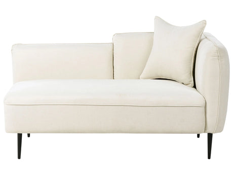 Chaise Lounge Off-White Fabric Metal Legs Right Hand with Cushion Modern Design Beliani