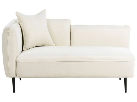 Chaise Lounge Off-White Fabric Metal Legs Left Hand with Cushion Modern Design Beliani