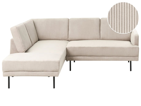 Right Hand Corner Sofa Corduroy Beige 4-Seater Upholstered Metal Legs Woven Fabric Cushioned Back Minimalist Modern Beliani