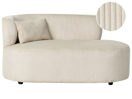 Chaise Lounge Beige Corduroy Upholstery with Scatter Cushion Left Hand Beliani