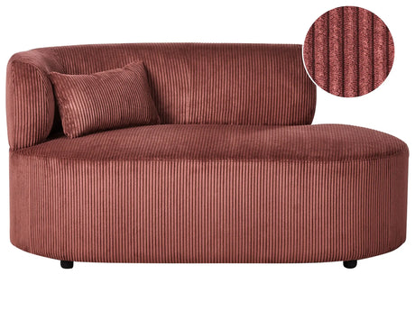 Chaise Lounge Red Corduroy Upholstery with Scatter Cushion Left Hand Beliani