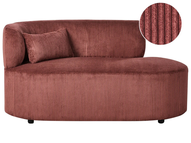 Chaise Lounge Red Corduroy Upholstery with Scatter Cushion Left Hand Beliani
