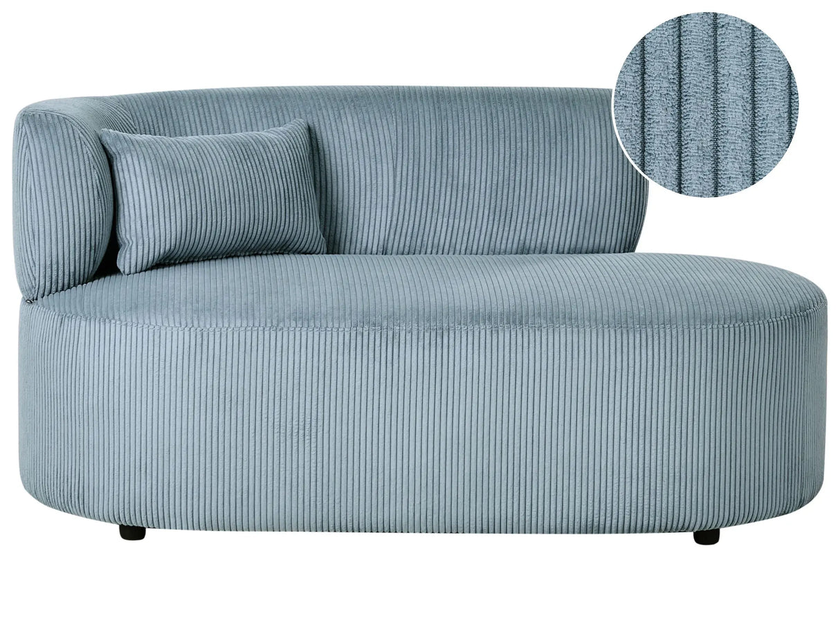 Chaise Lounge Blue Corduroy Upholstery with Scatter Cushion Left Hand Beliani