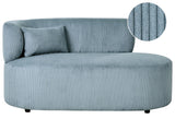 Chaise Lounge Blue Corduroy Upholstery with Scatter Cushion Left Hand Beliani