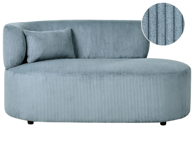 Chaise Lounge Blue Corduroy Upholstery with Scatter Cushion Left Hand Beliani