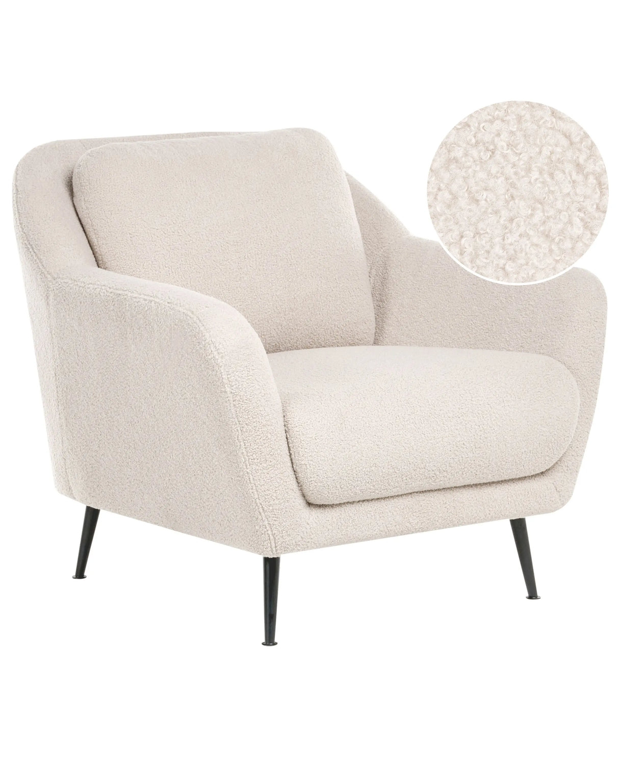 Armchair Beige Boucle Upholstery Iron Black Legs with Armrests Thick Seat Modern Style Living Room Beliani
