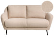 2 Seater Sofa Beige Boucle Upholstery Iron Black Legs with Armrests Thick Seat Modern Style Living Room Beliani