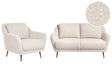 Sofa Set Beige Boucle Upholstery Iron Black Legs 3 Seater with Armrests Thick Seat Modern Style Living Room Beliani