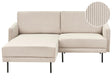 Right Hand Corner Sofa Corduroy Beige Couch 2-Seater Upholstered Metal Legs Woven Fabric Cushioned Back Minimalist Modern Beliani