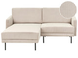 Right Hand Corner Sofa Corduroy Beige Couch 2-Seater Upholstered Metal Legs Woven Fabric Cushioned Back Minimalist Modern Beliani