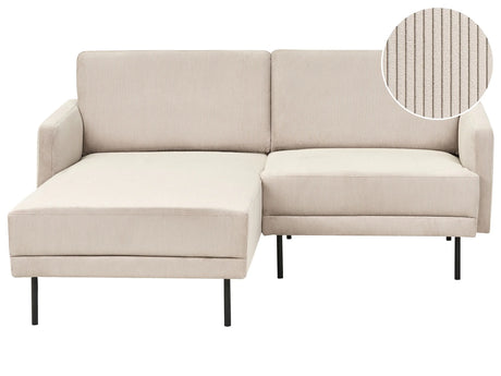 Right Hand Corner Sofa Corduroy Beige Couch 2-Seater Upholstered Metal Legs Woven Fabric Cushioned Back Minimalist Modern Beliani