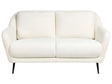 2 Seater Sofa White Chenille Upholstery Iron Black Legs with Armrests Thick Seat Modern Style Living Room Beliani