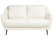 2 Seater Sofa White Chenille Upholstery Iron Black Legs with Armrests Thick Seat Modern Style Living Room Beliani