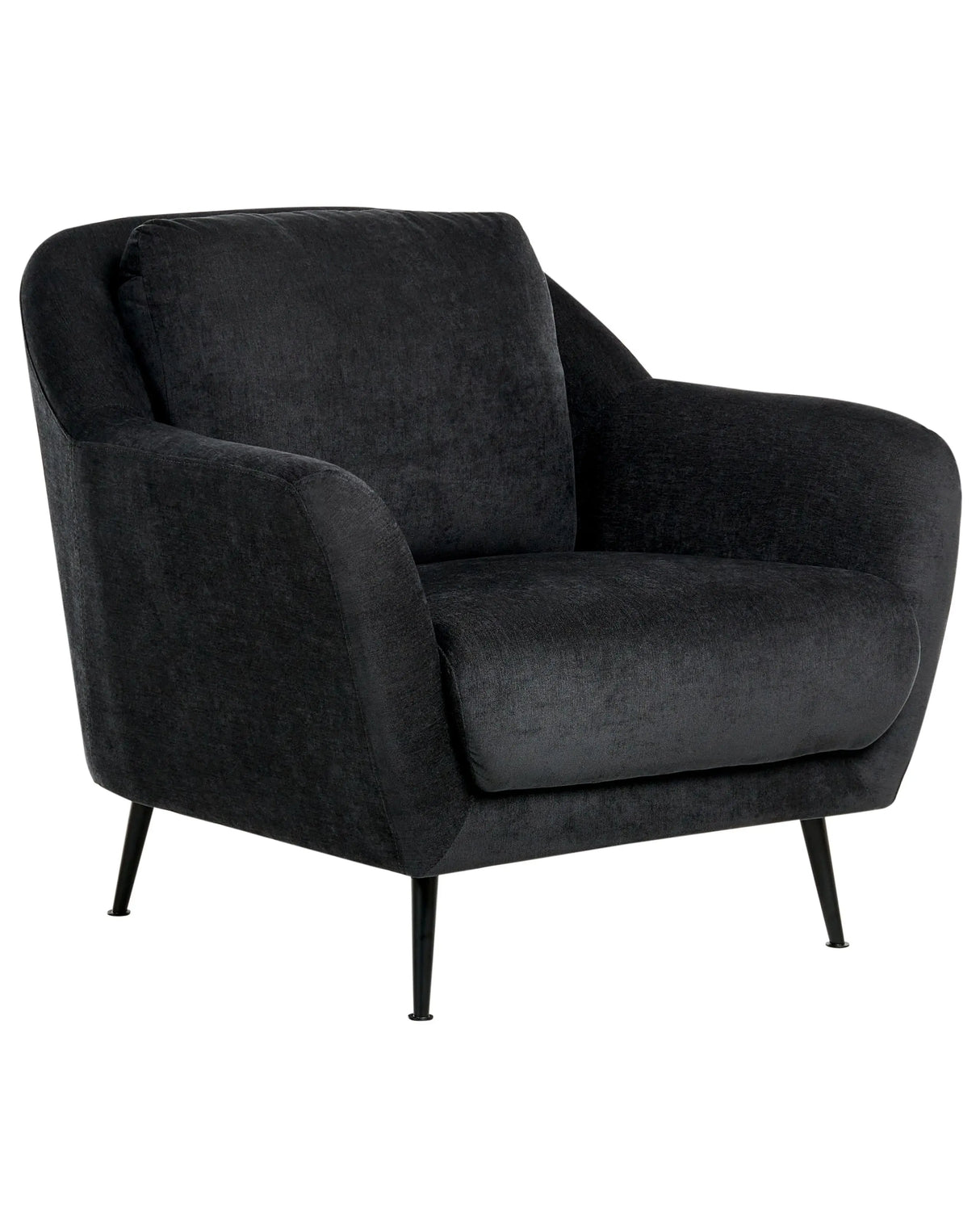 Armchair Black Chenille Upholstery Iron Black Legs with Armrests Thick Seat Modern Style Living Room Beliani