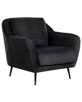 Armchair Black Chenille Upholstery Iron Black Legs with Armrests Thick Seat Modern Style Living Room Beliani