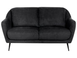 2 Seater Sofa Black Chenille Upholstery Iron Black Legs with Armrests Thick Seat Modern Style Living Room Beliani